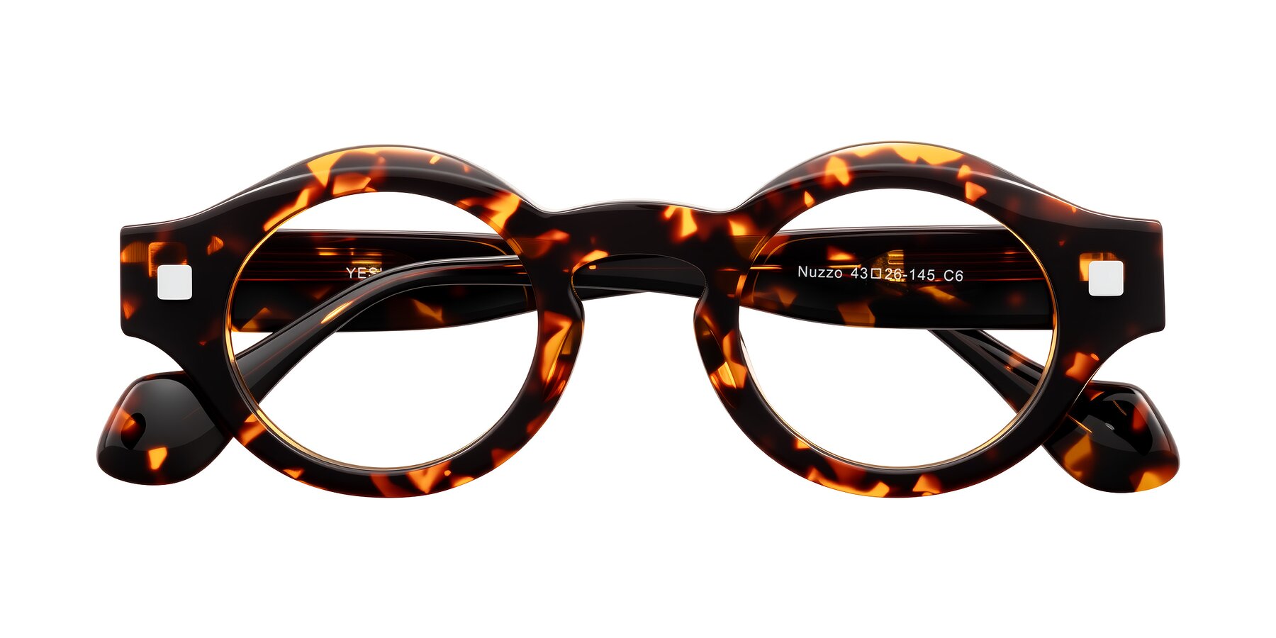 Folded Front of Nuzzo in Yellow Tortoise with Clear Blue Light Blocking Lenses