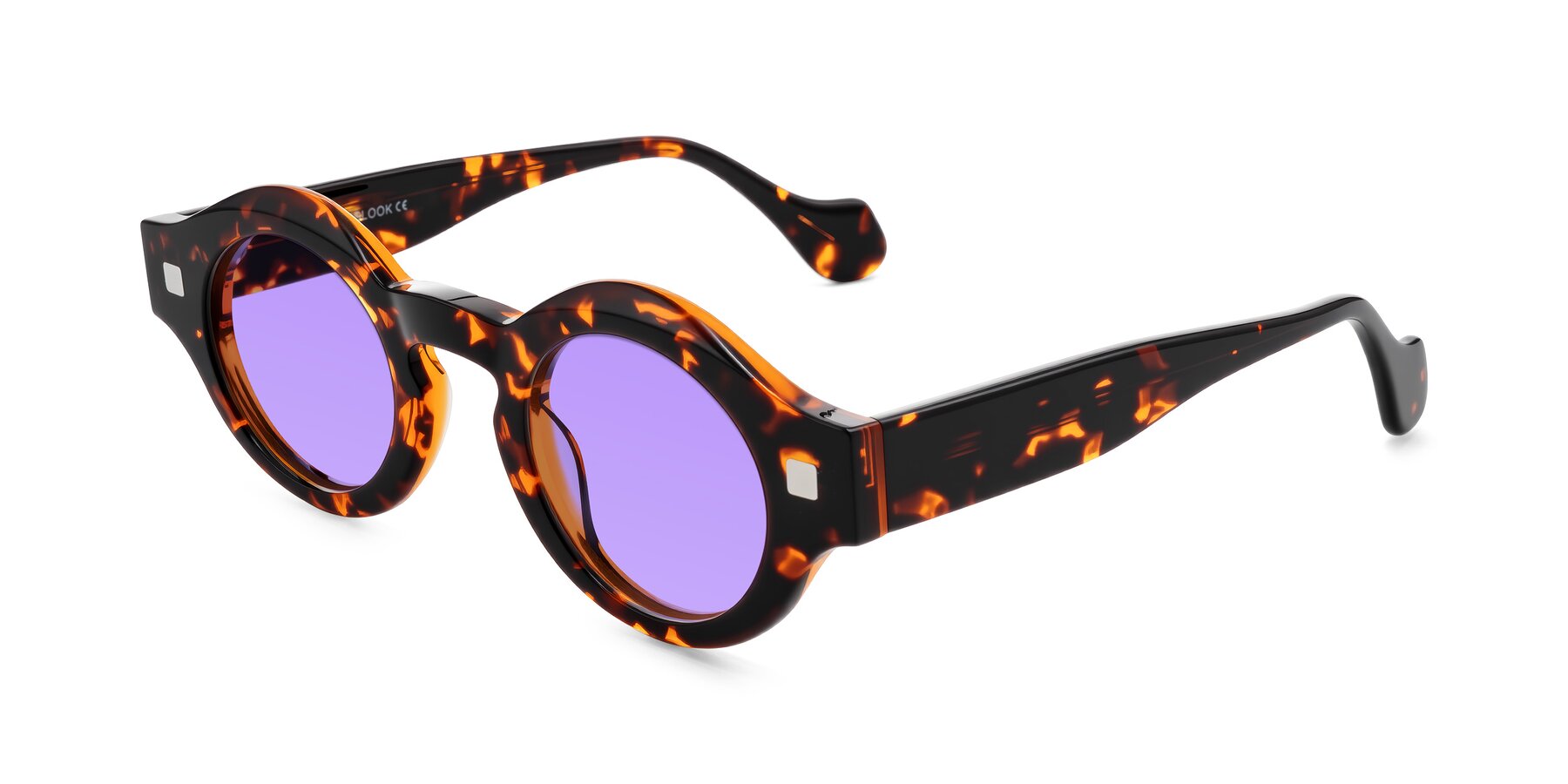 Angle of Nuzzo in Yellow Tortoise with Medium Purple Tinted Lenses