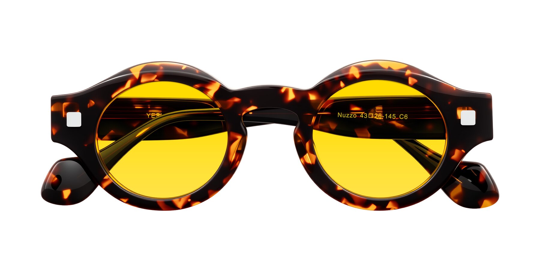 Folded Front of Nuzzo in Yellow Tortoise with Yellow Tinted Lenses
