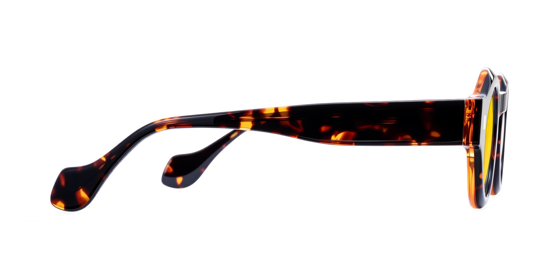 Side of Nuzzo in Yellow Tortoise with Yellow Tinted Lenses
