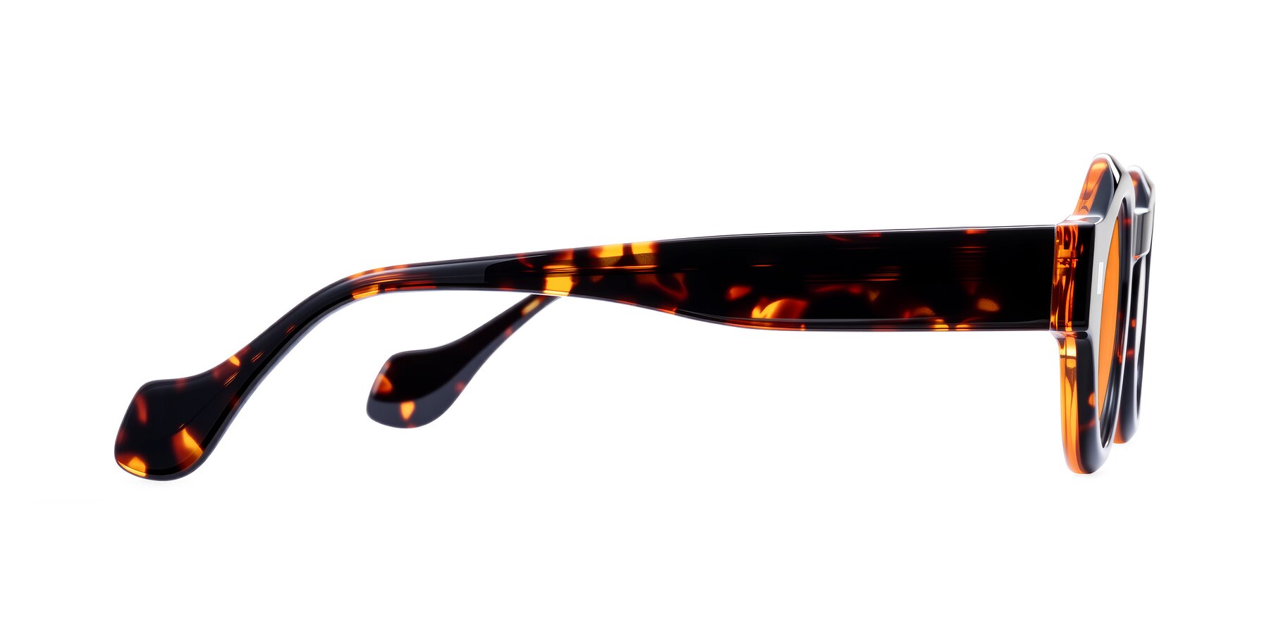 Side of Nuzzo in Yellow Tortoise with Orange Tinted Lenses