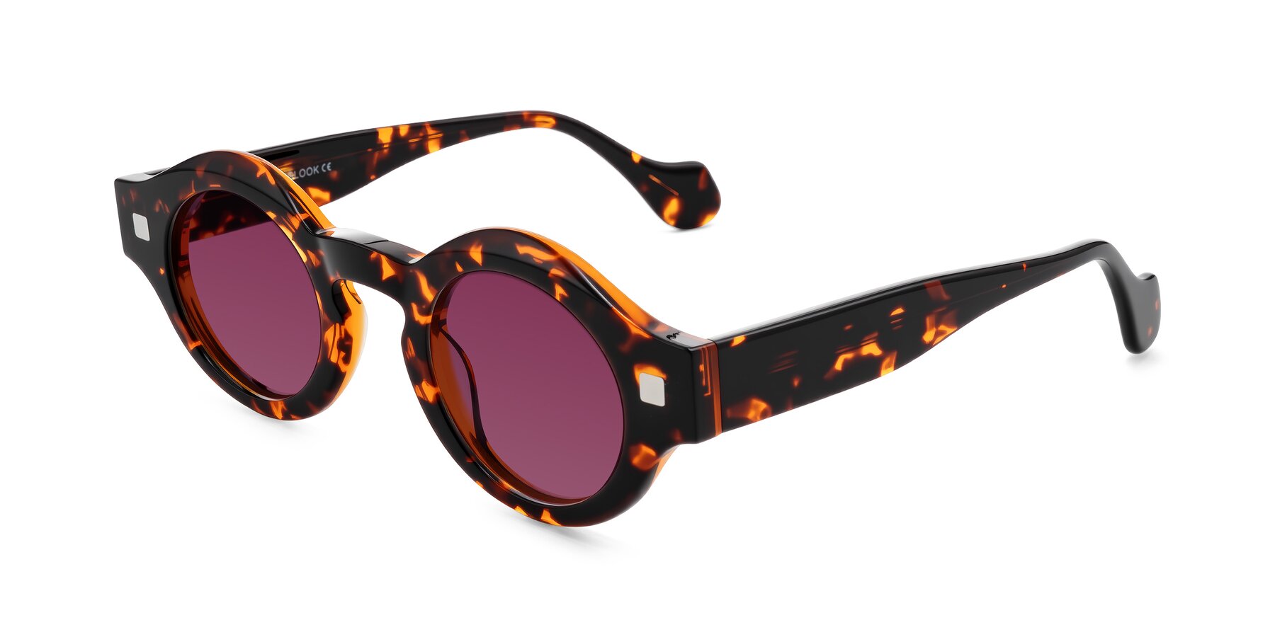 Angle of Nuzzo in Yellow Tortoise with Wine Tinted Lenses