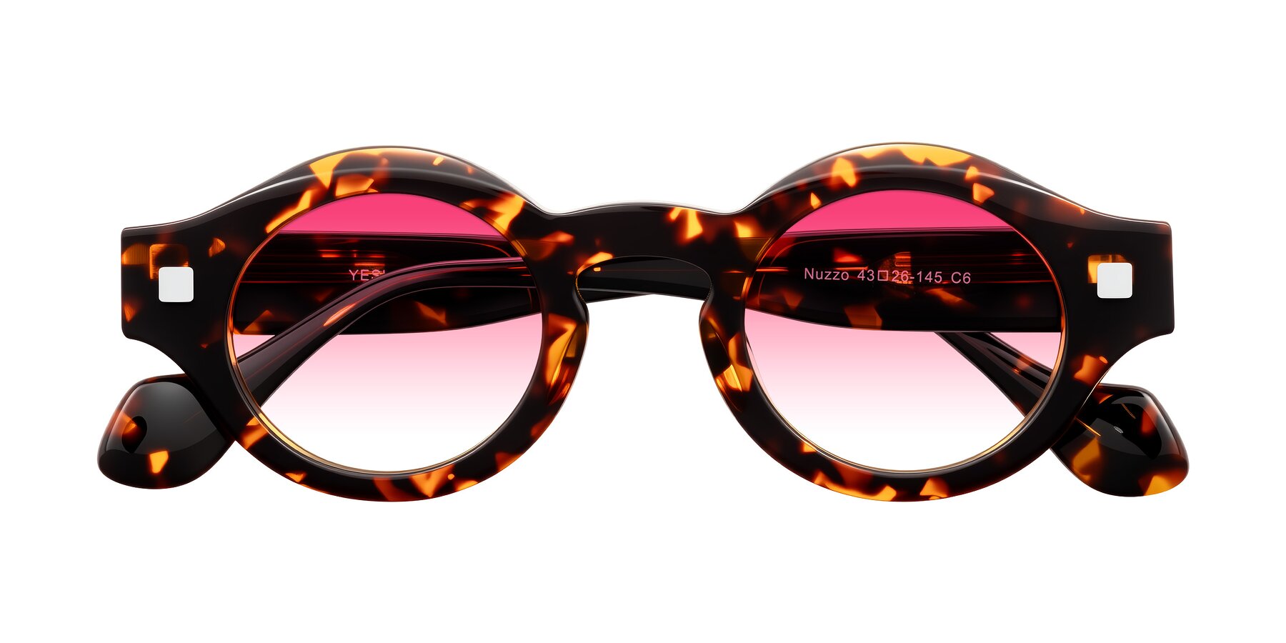 Folded Front of Nuzzo in Yellow Tortoise with Pink Gradient Lenses