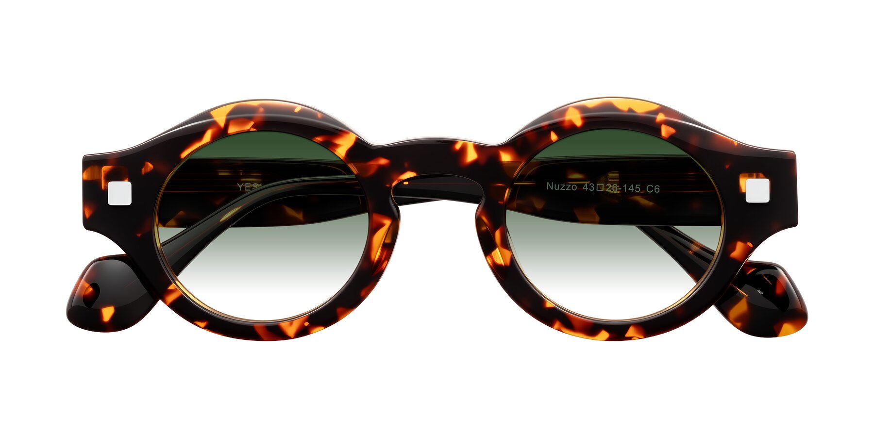 Folded Front of Nuzzo in Yellow Tortoise with Green Gradient Lenses