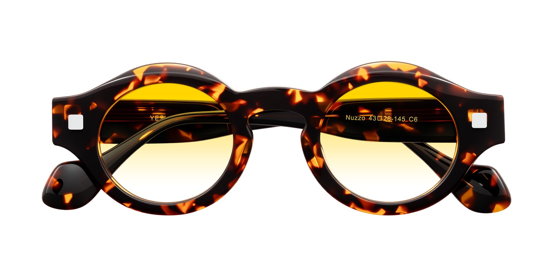 Folded Front of Nuzzo in Yellow Tortoise with Yellow Gradient Lenses