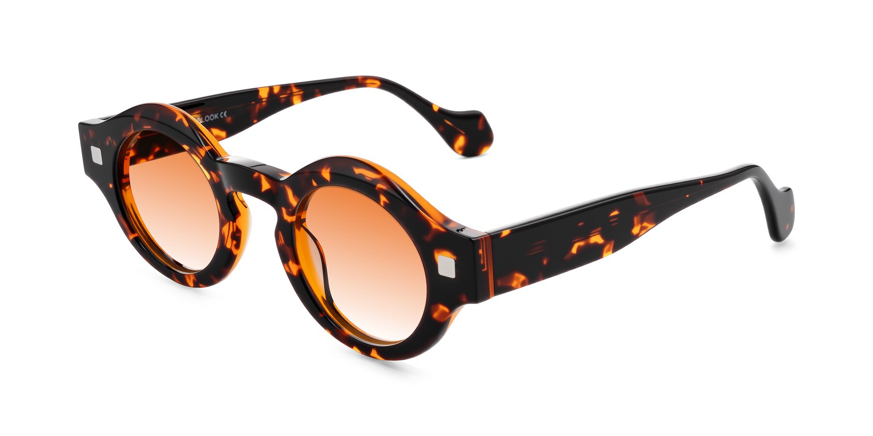 Angle of Nuzzo in Yellow Tortoise with Orange Gradient Lenses