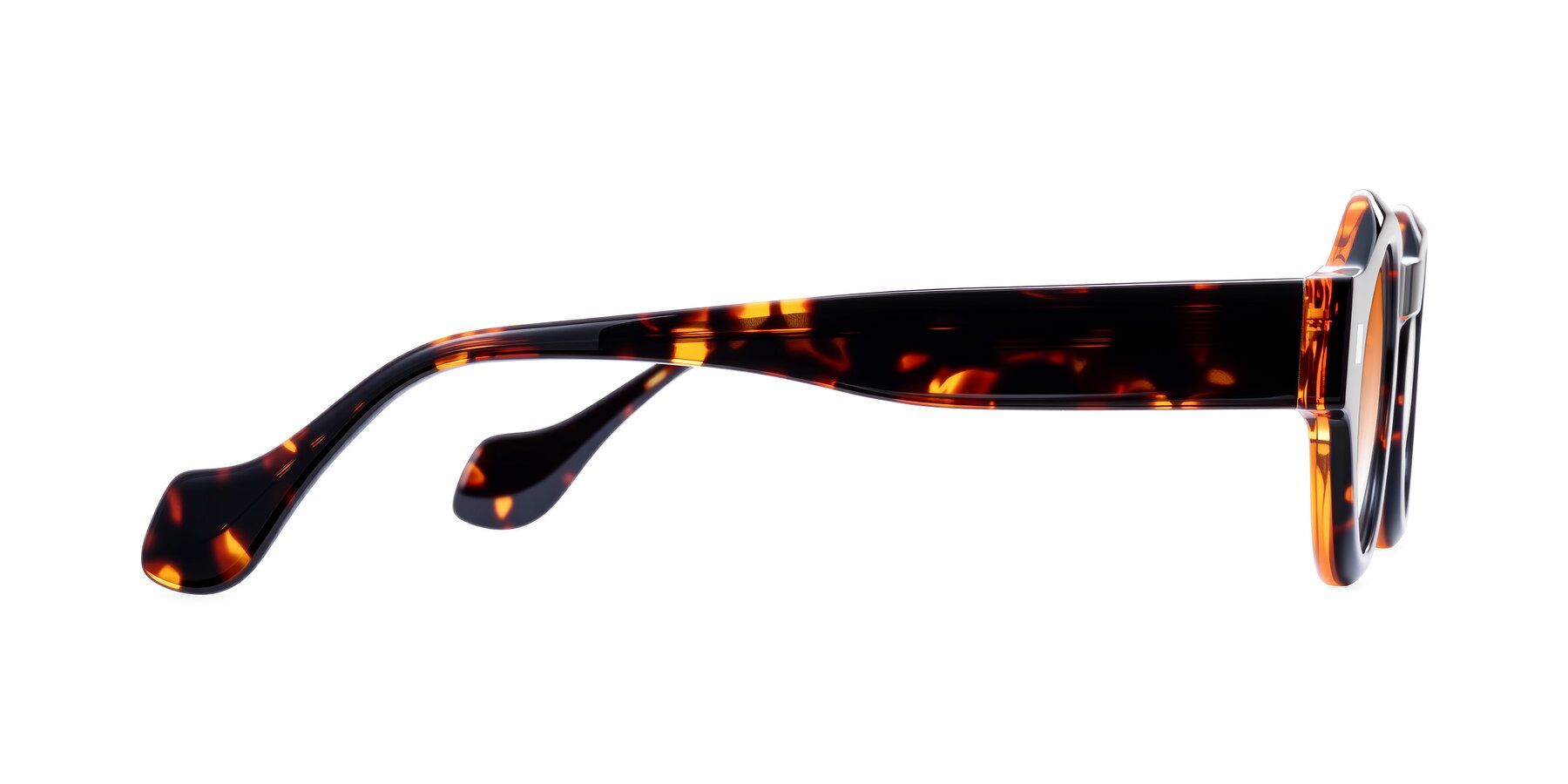 Side of Nuzzo in Yellow Tortoise with Orange Gradient Lenses