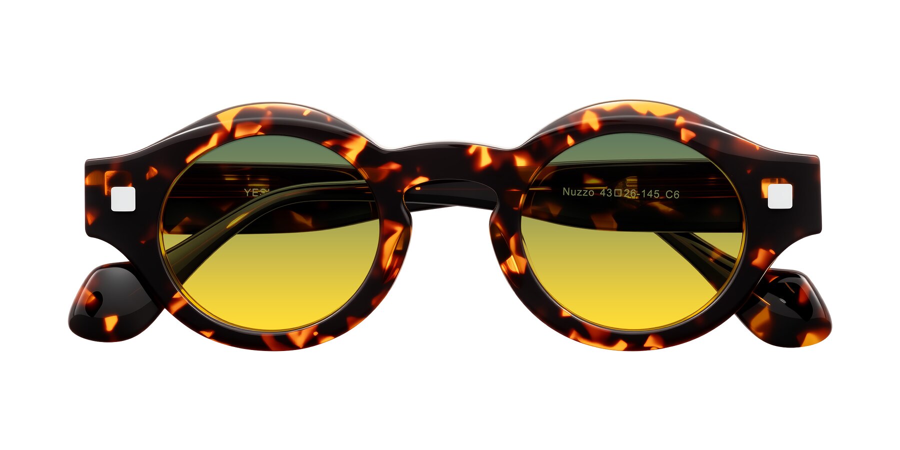 Folded Front of Nuzzo in Yellow Tortoise with Green / Yellow Gradient Lenses
