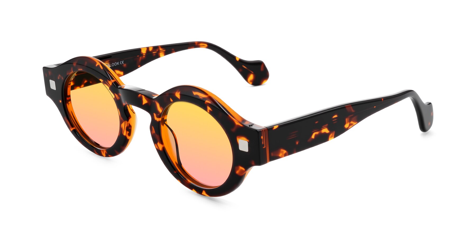 Angle of Nuzzo in Yellow Tortoise with Yellow / Pink Gradient Lenses