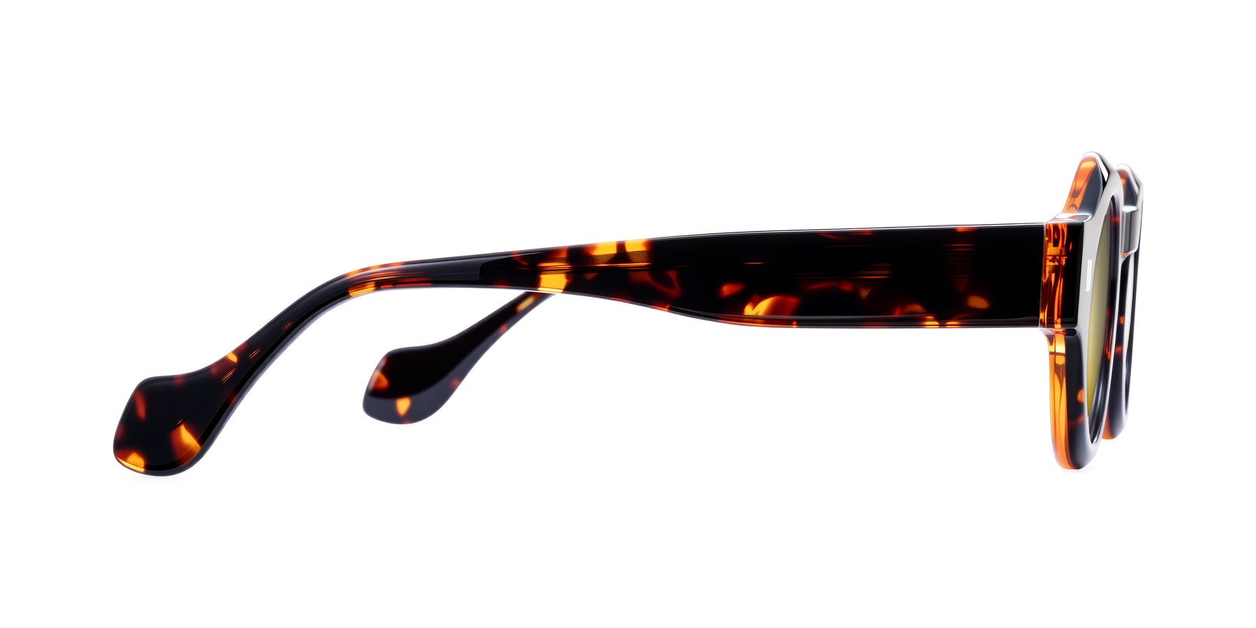 Side of Nuzzo in Yellow Tortoise with Gold Mirrored Lenses