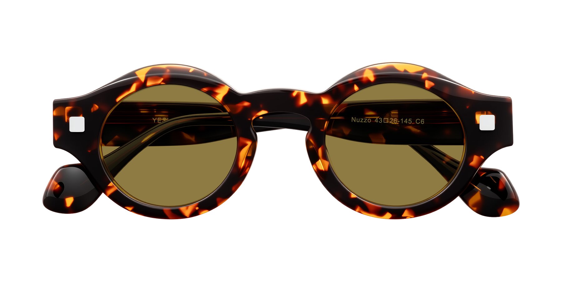 Folded Front of Nuzzo in Yellow Tortoise with Brown Polarized Lenses