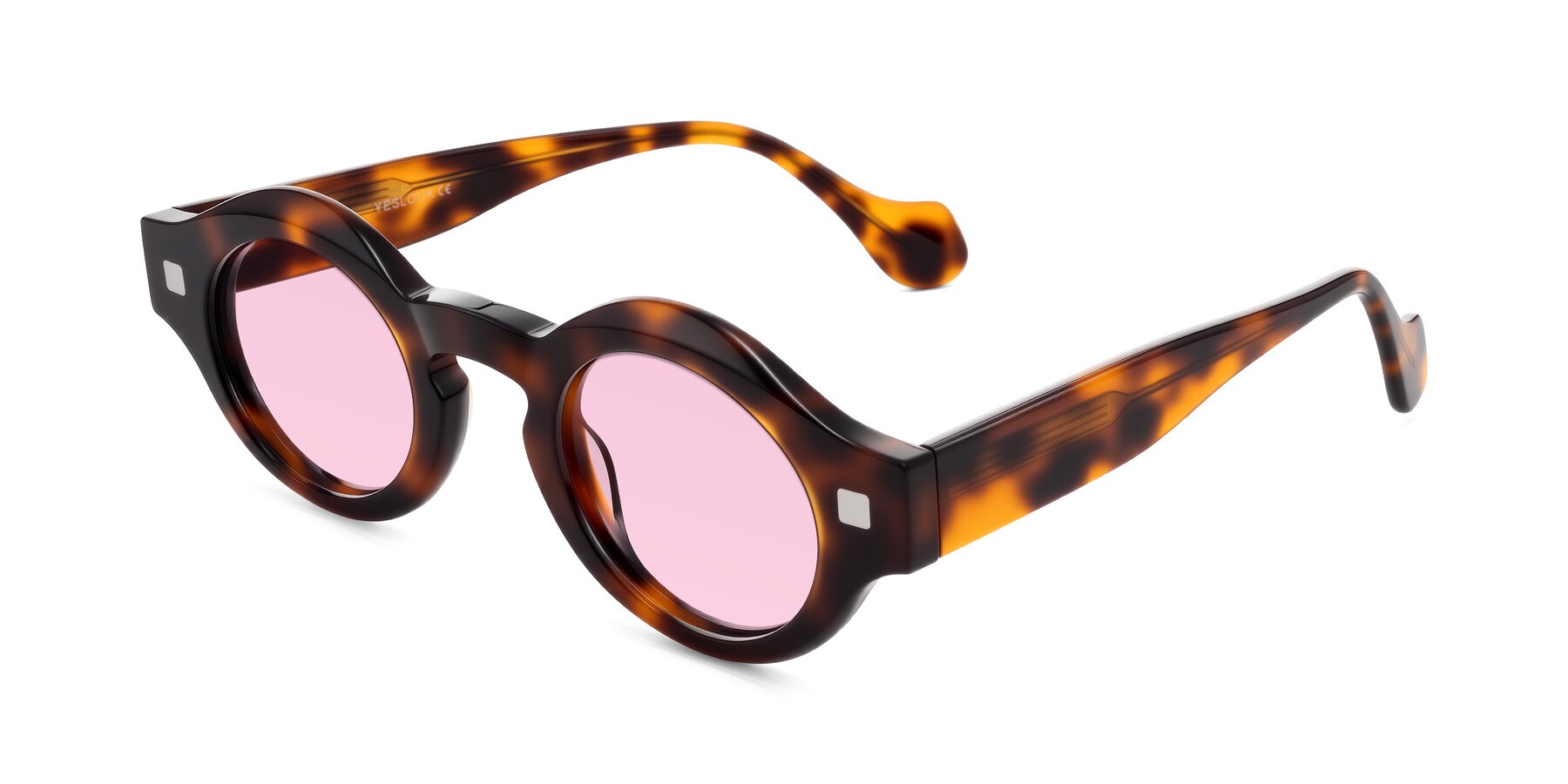 Angle of Nuzzo in Tortoise with Light Pink Tinted Lenses