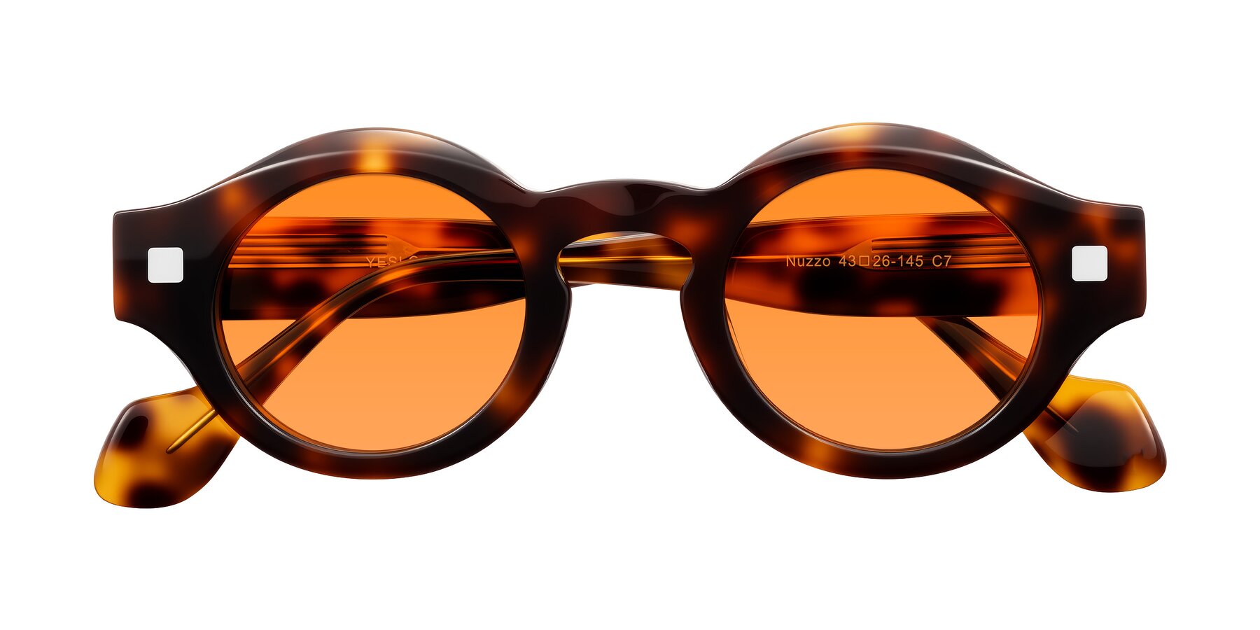 Folded Front of Nuzzo in Tortoise with Orange Tinted Lenses