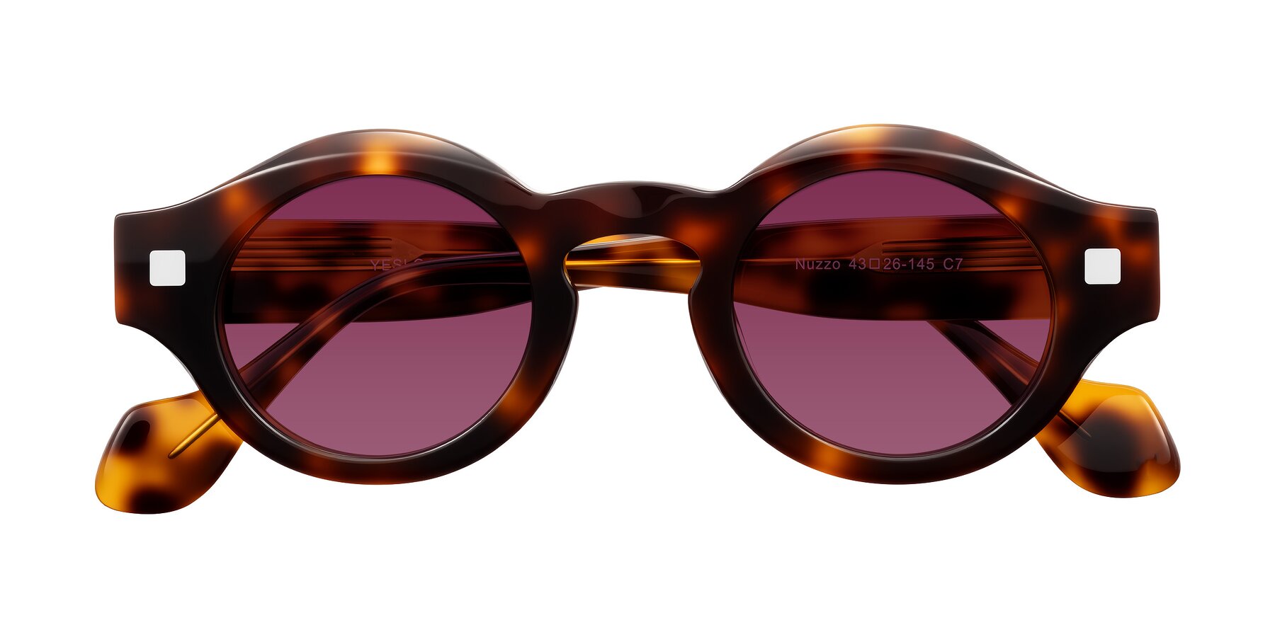 Folded Front of Nuzzo in Tortoise with Wine Tinted Lenses