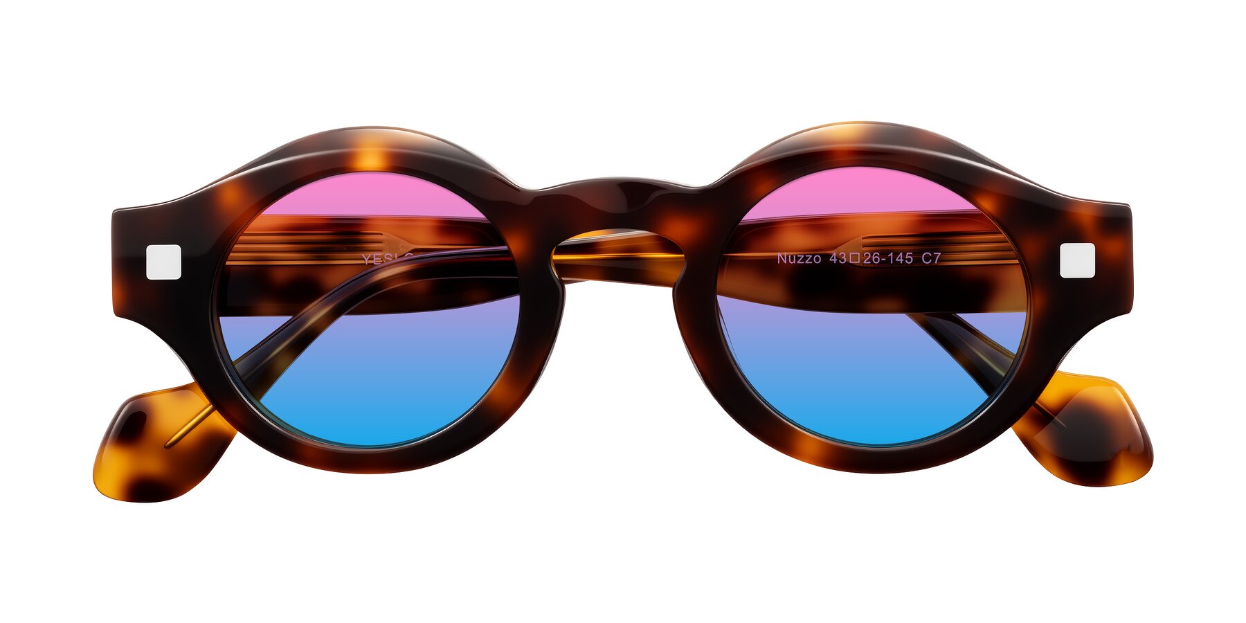 Folded Front of Nuzzo in Tortoise with Pink / Blue Gradient Lenses