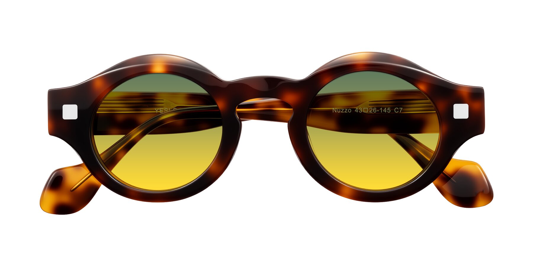 Folded Front of Nuzzo in Tortoise with Green / Yellow Gradient Lenses