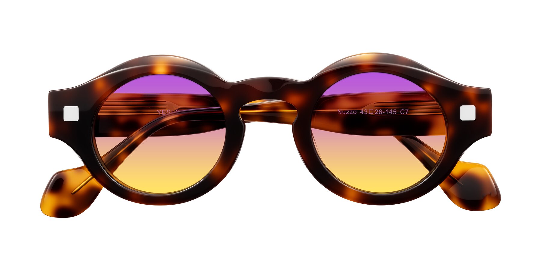 Folded Front of Nuzzo in Tortoise with Purple / Yellow Gradient Lenses