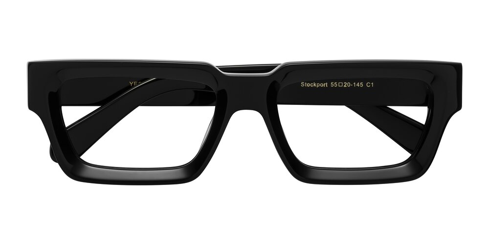 Black Thick Designer Rectangle Eyeglasses - Stockport