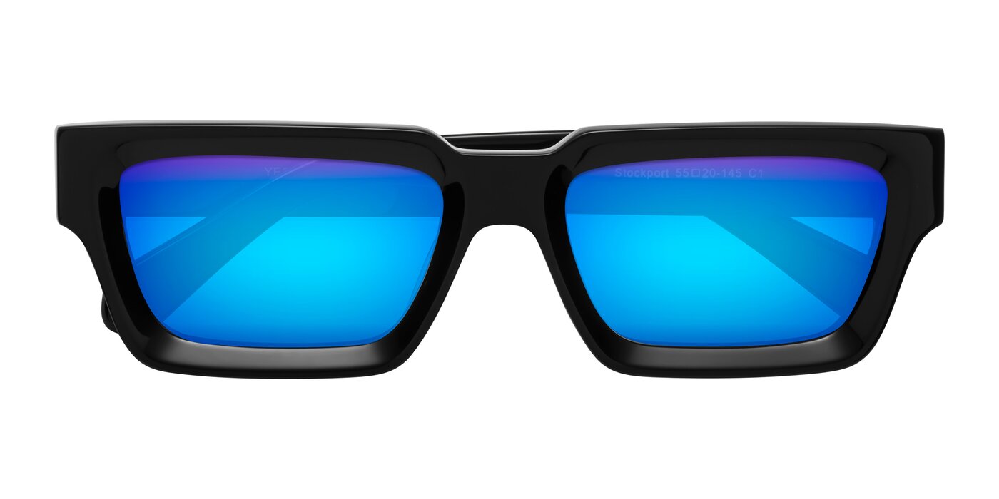 Stockport - Black Flash Mirrored Sunglasses