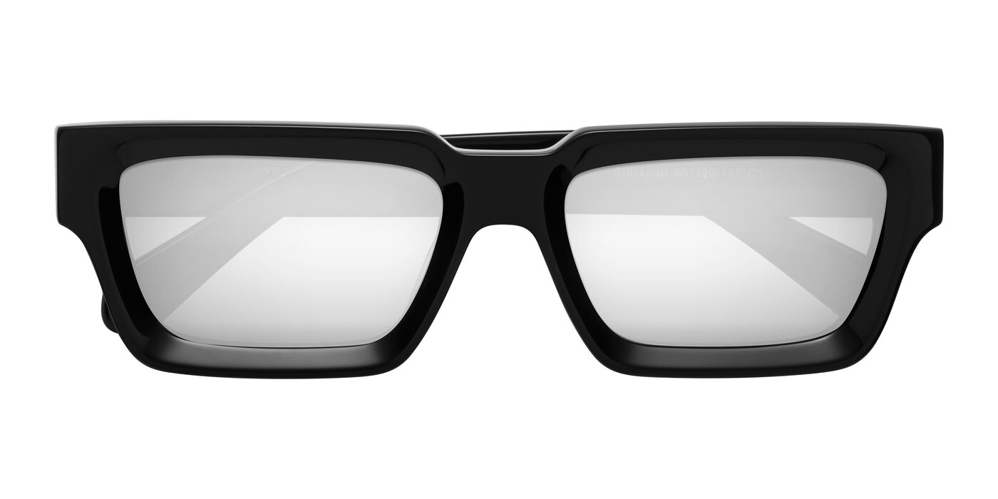 Stockport - Black Flash Mirrored Sunglasses