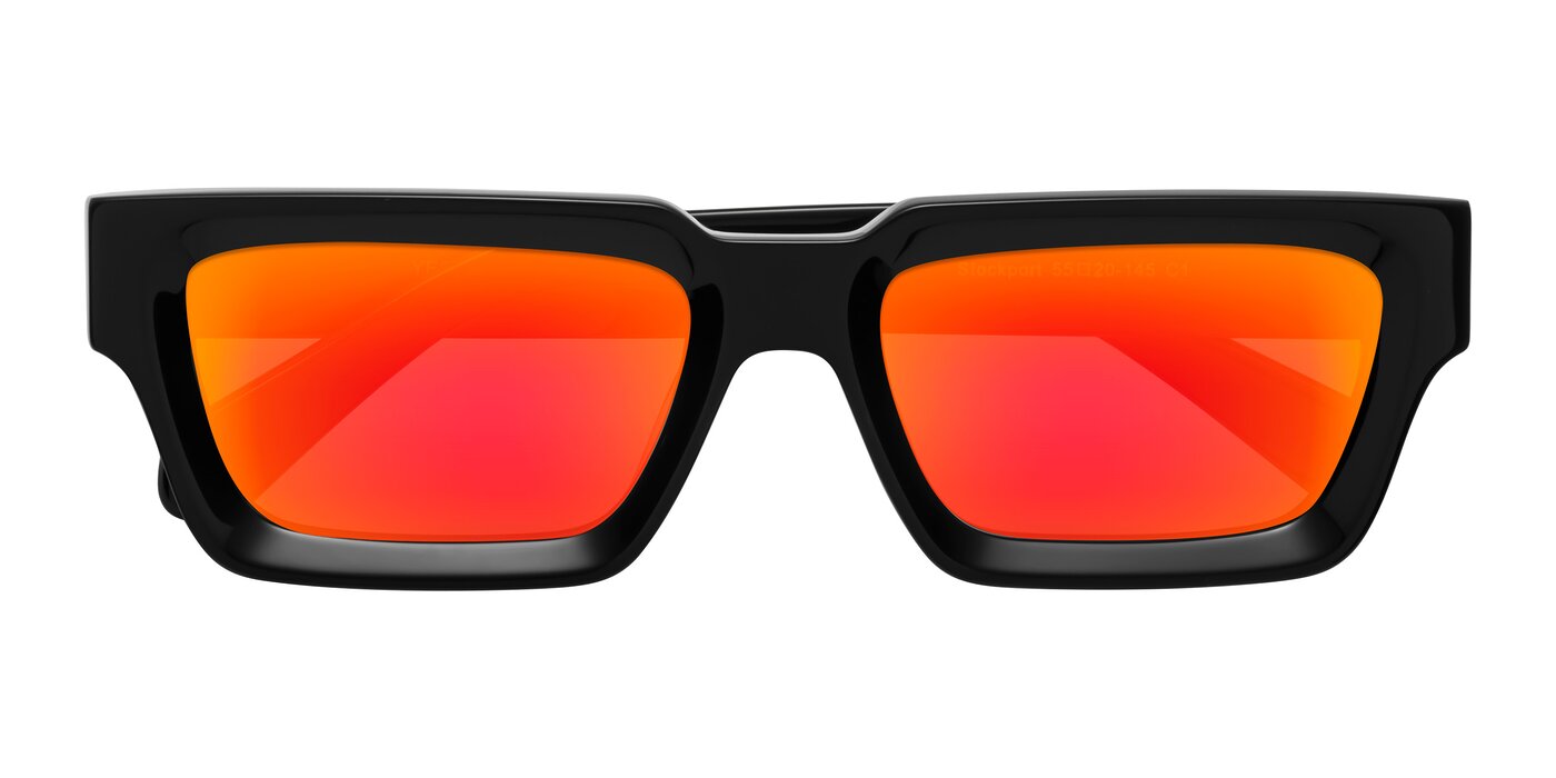 Stockport - Black Flash Mirrored Sunglasses