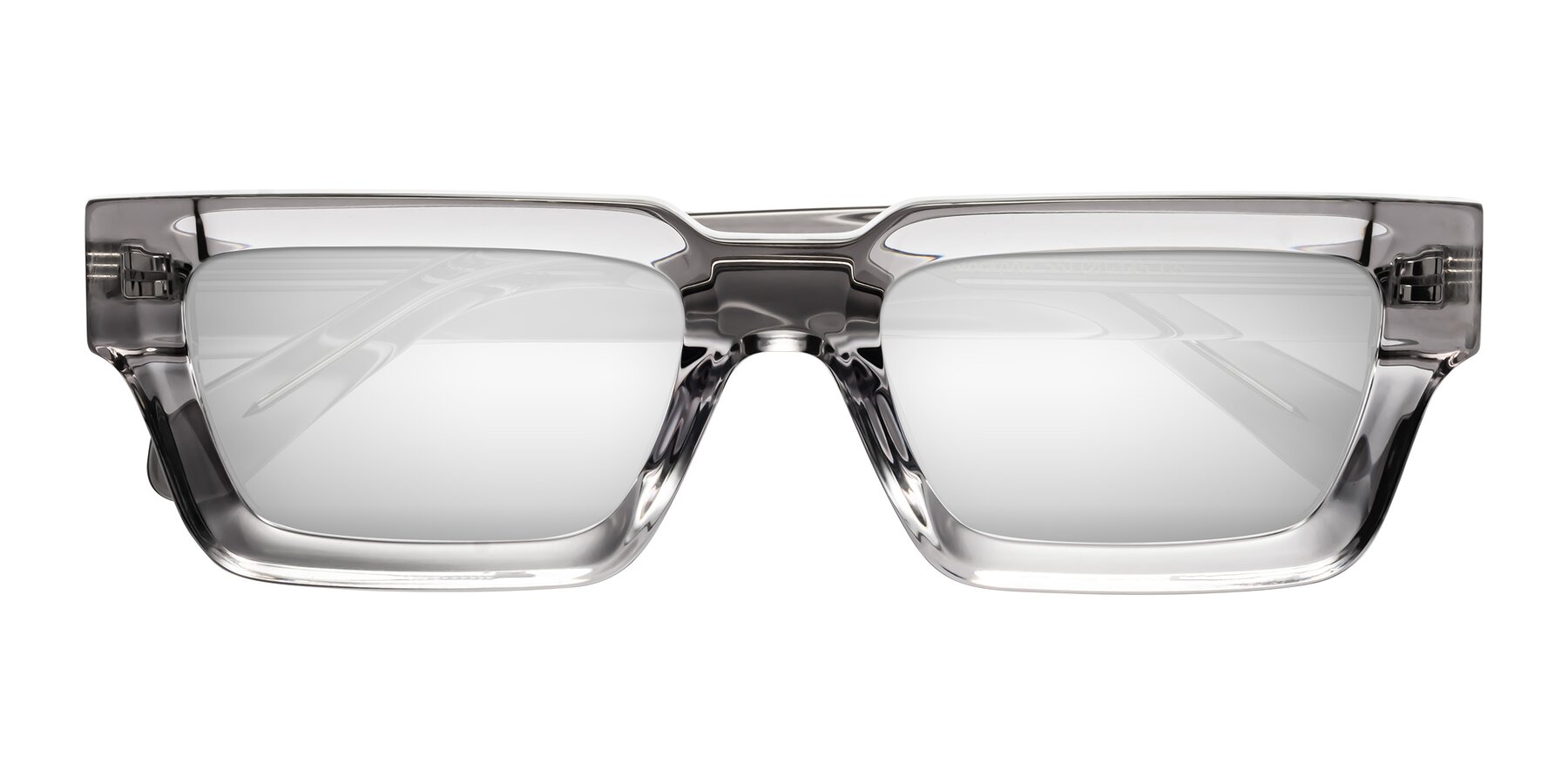 Folded Front of Stockport in Clear Gray with Silver Mirrored Lenses