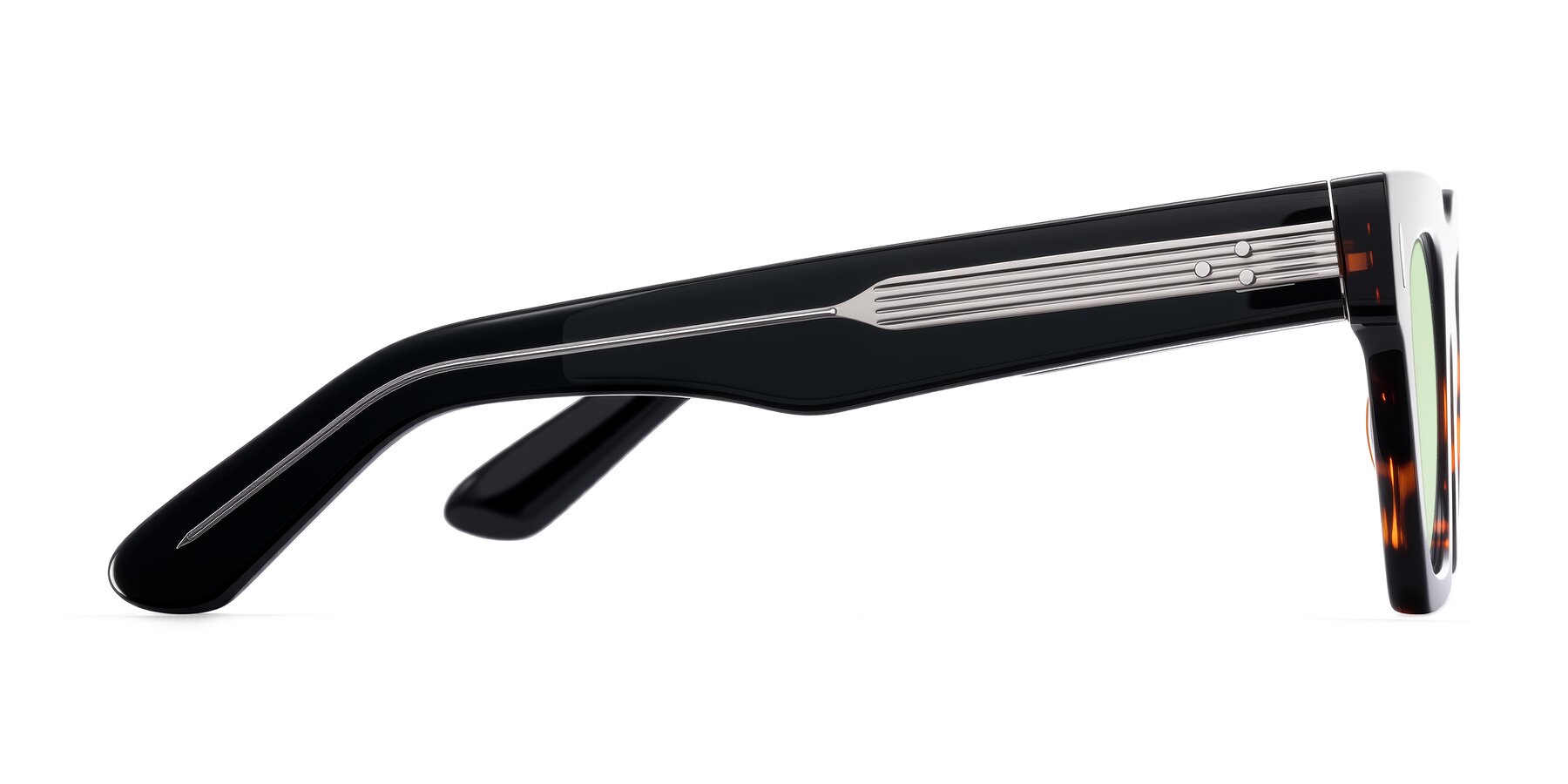 Side of Padulla in Tortoise with Light Green Tinted Lenses