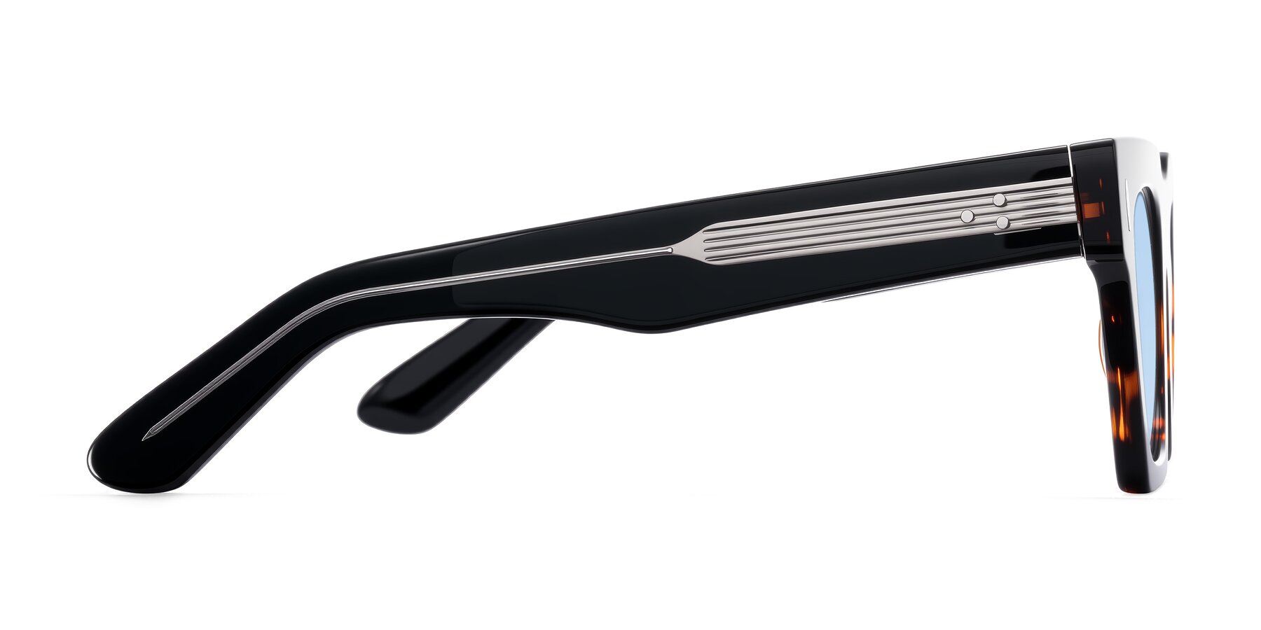 Side of Padulla in Tortoise with Light Blue Tinted Lenses