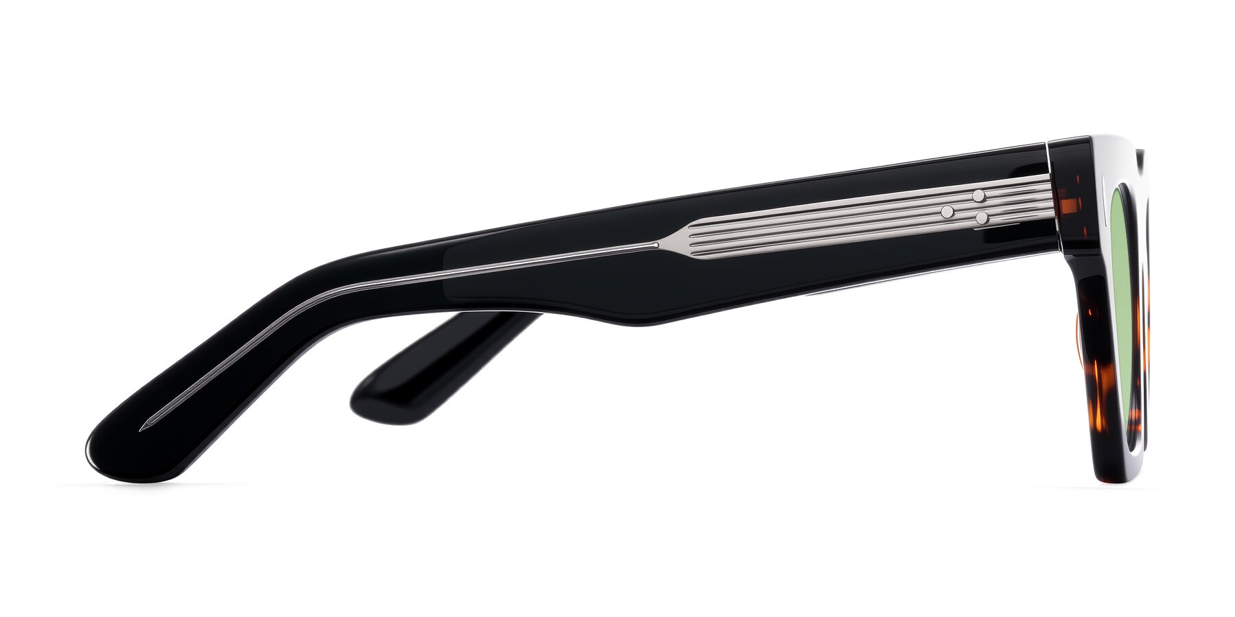 Side of Padulla in Tortoise with Medium Green Tinted Lenses