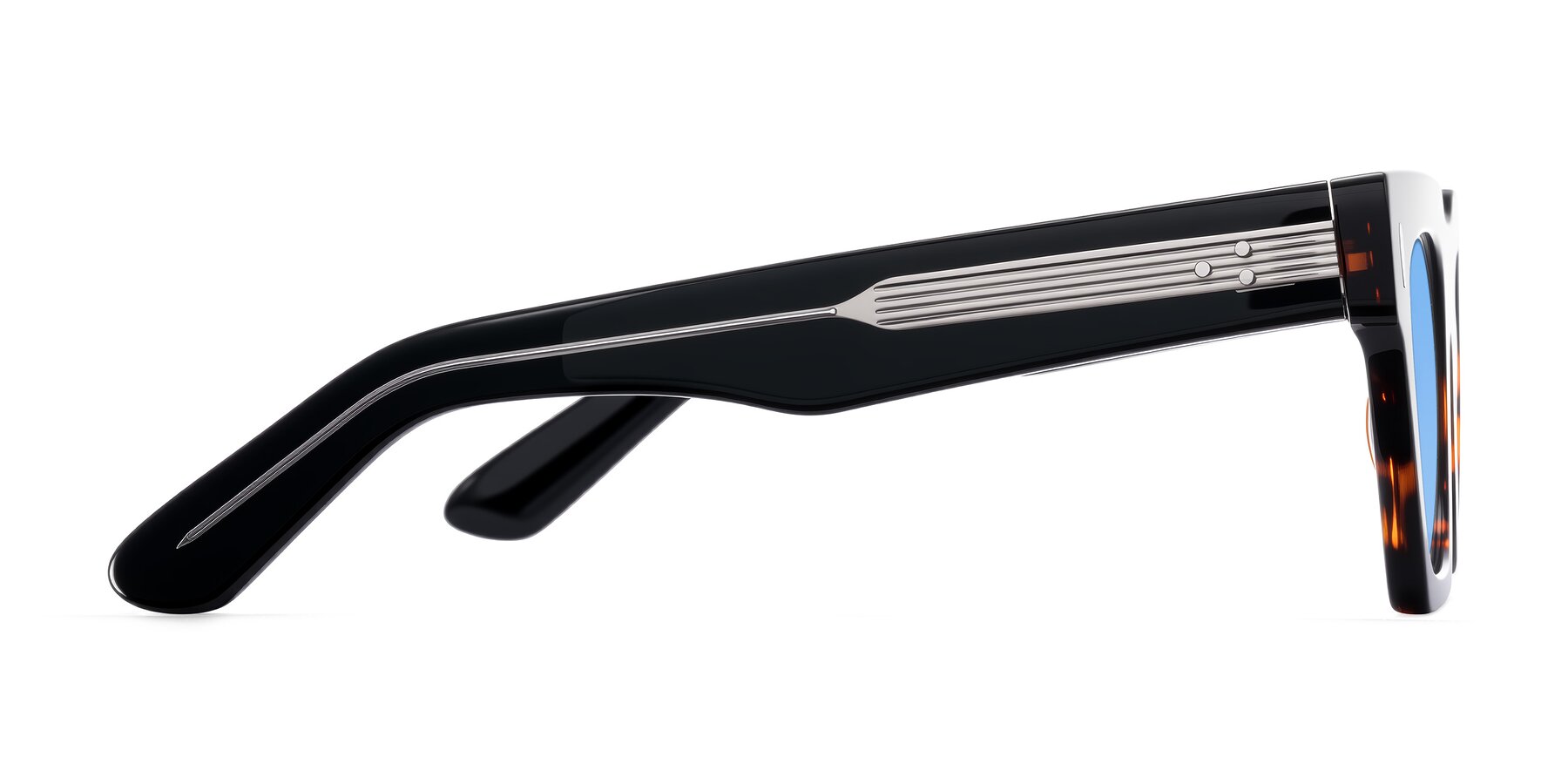 Side of Padulla in Tortoise with Medium Blue Tinted Lenses