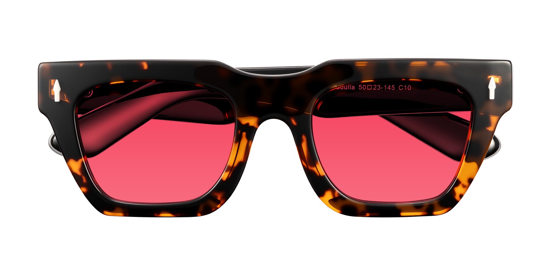Folded Front of Padulla in Tortoise with Red Tinted Lenses