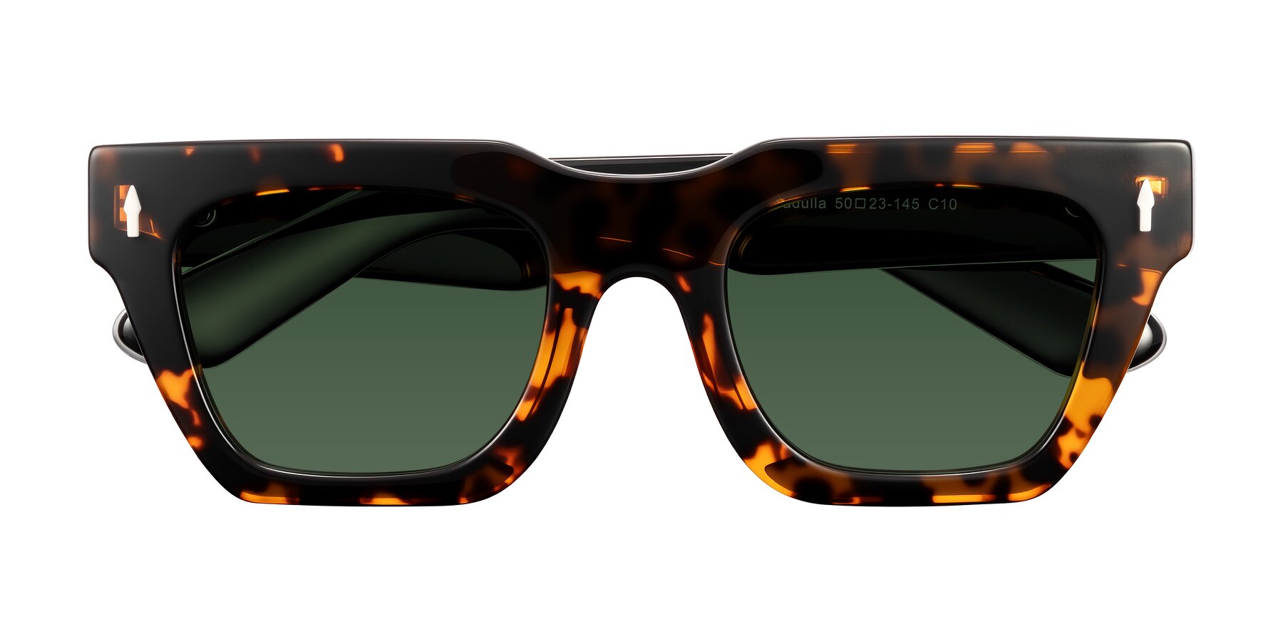 Folded Front of Padulla in Tortoise with Green Tinted Lenses