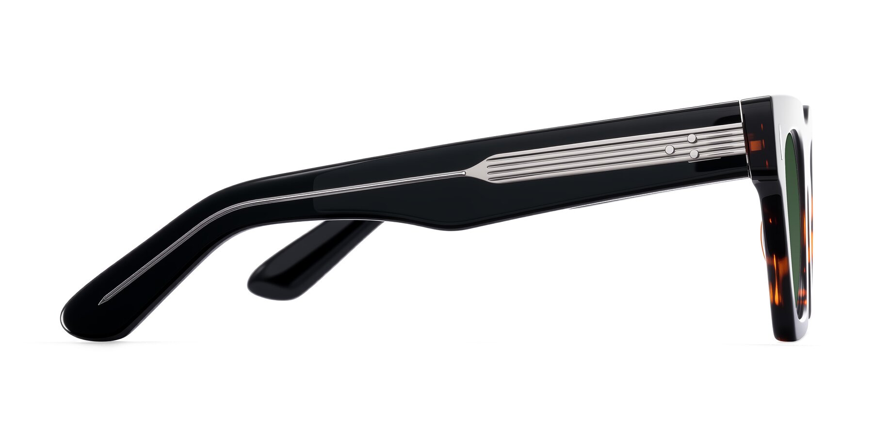 Side of Padulla in Tortoise with Green Tinted Lenses