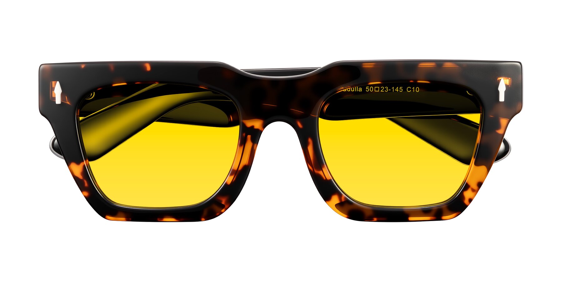Folded Front of Padulla in Tortoise with Yellow Tinted Lenses
