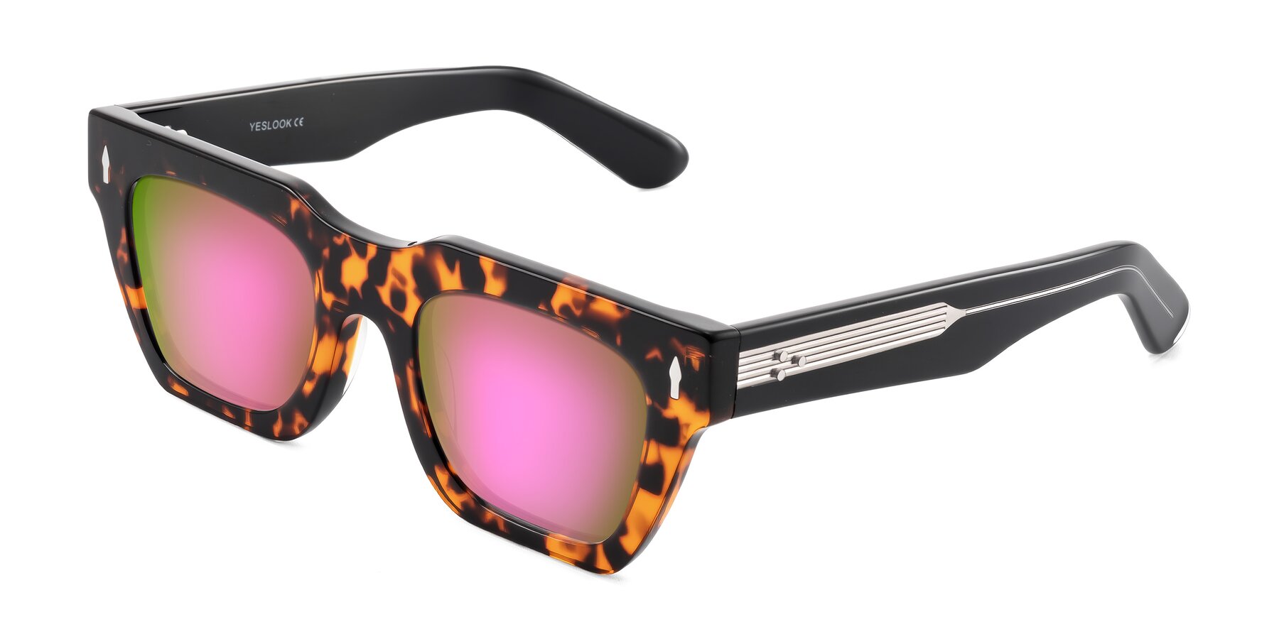 Angle of Padulla in Tortoise with Pink Mirrored Lenses