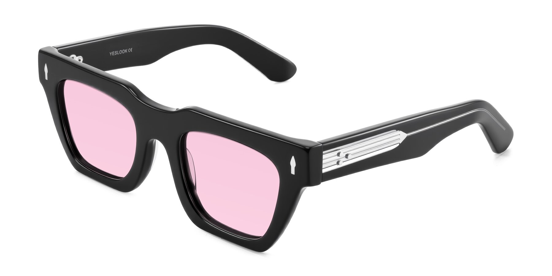 Angle of Padulla in Black with Light Pink Tinted Lenses
