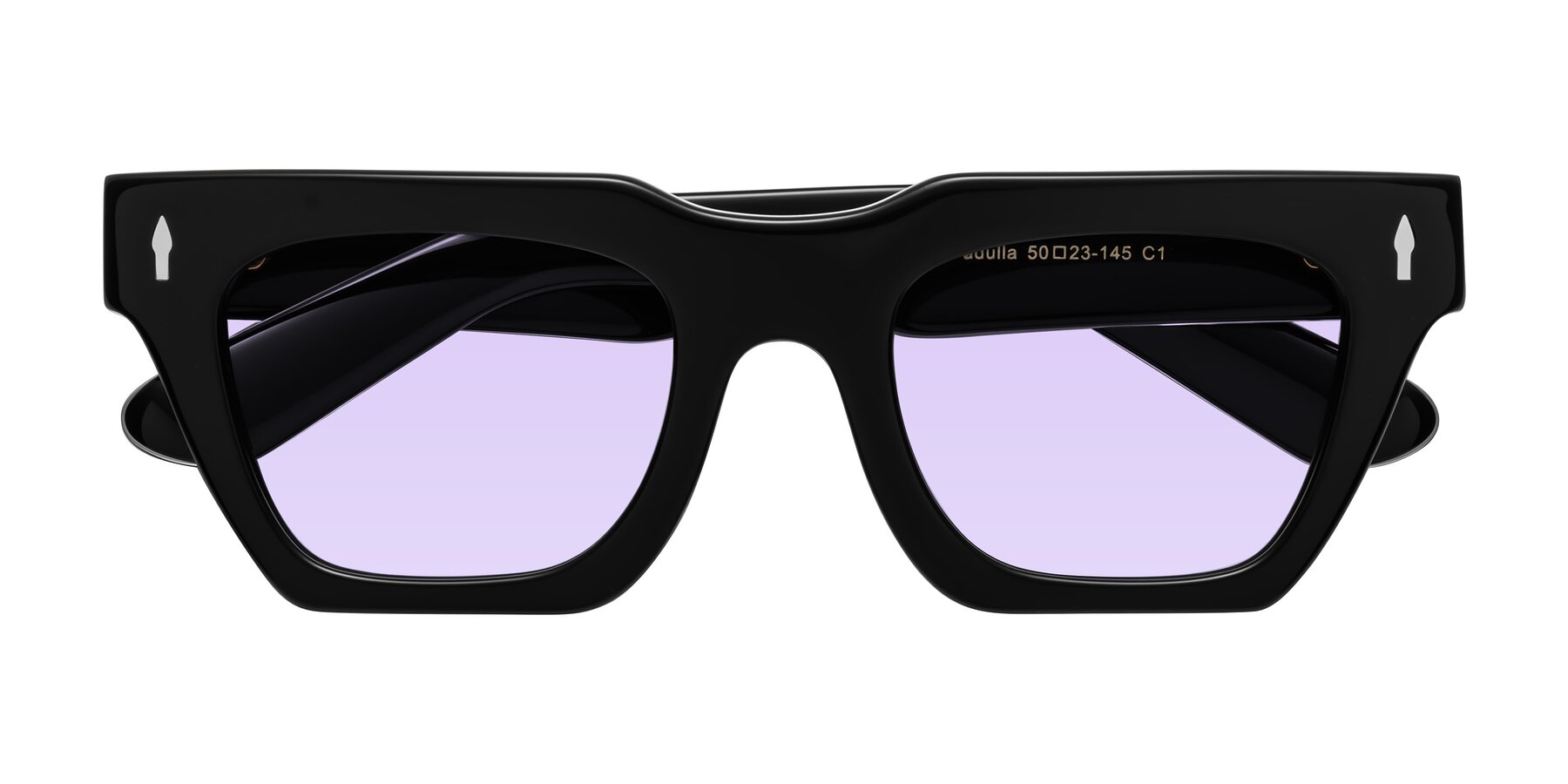 Folded Front of Padulla in Black with Light Purple Tinted Lenses