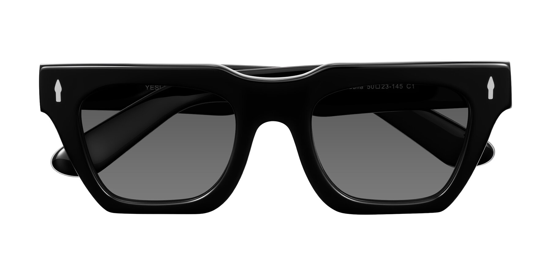 Folded Front of Padulla in Black with Medium Gray Tinted Lenses