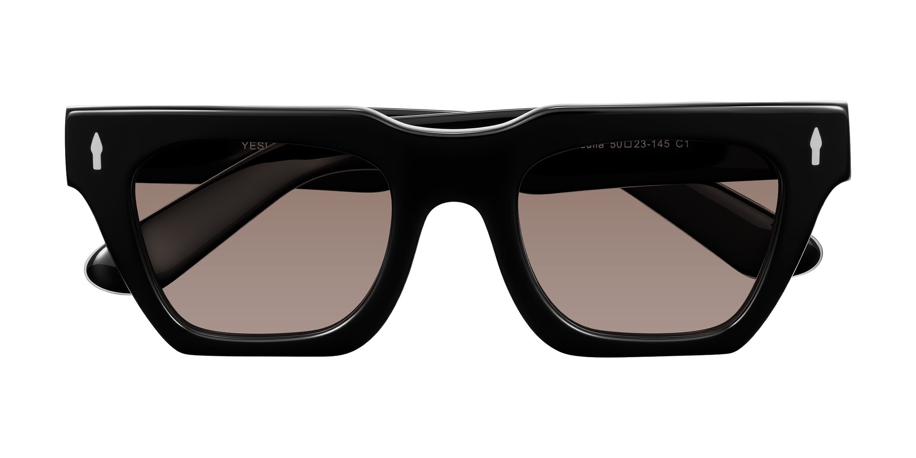 Folded Front of Padulla in Black with Medium Brown Tinted Lenses