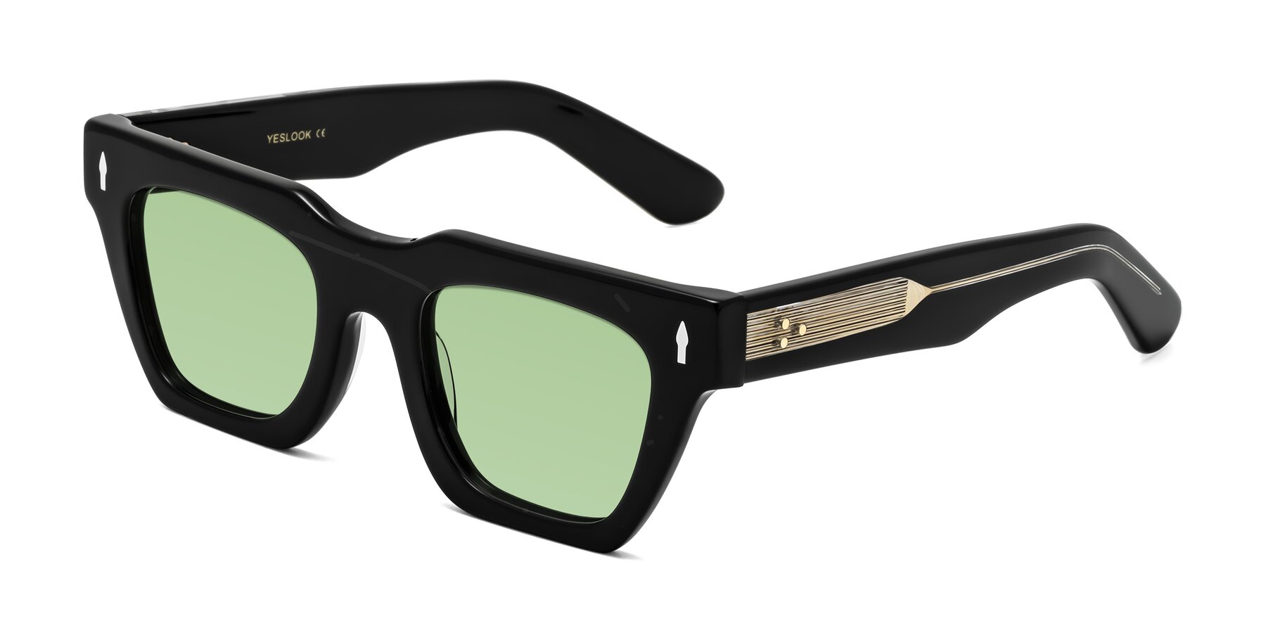 Angle of Padulla in Black with Medium Green Tinted Lenses