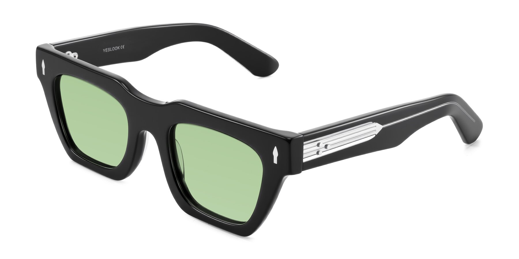 Angle of Padulla in Black with Medium Green Tinted Lenses