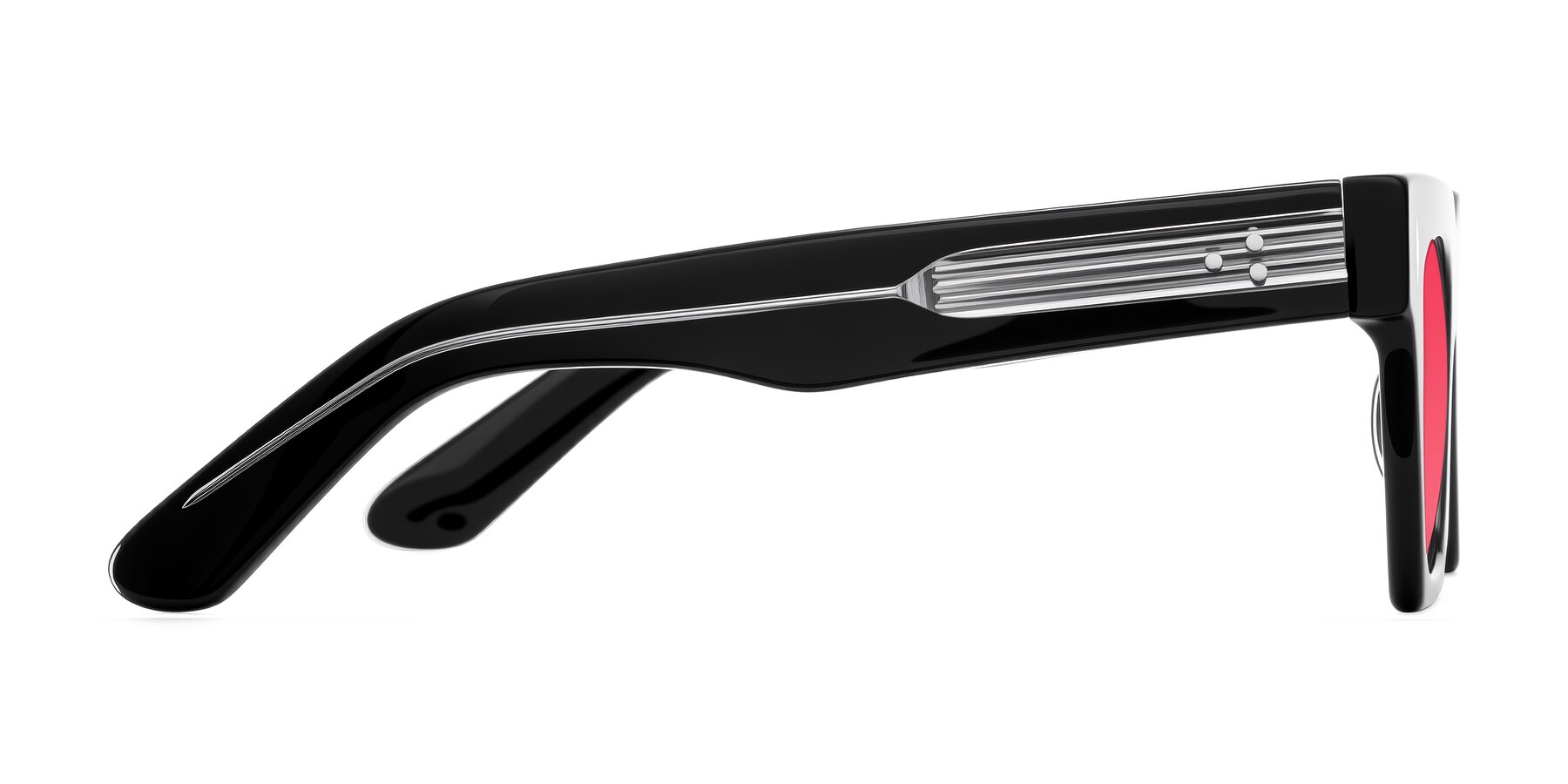 Side of Padulla in Black with Red Tinted Lenses