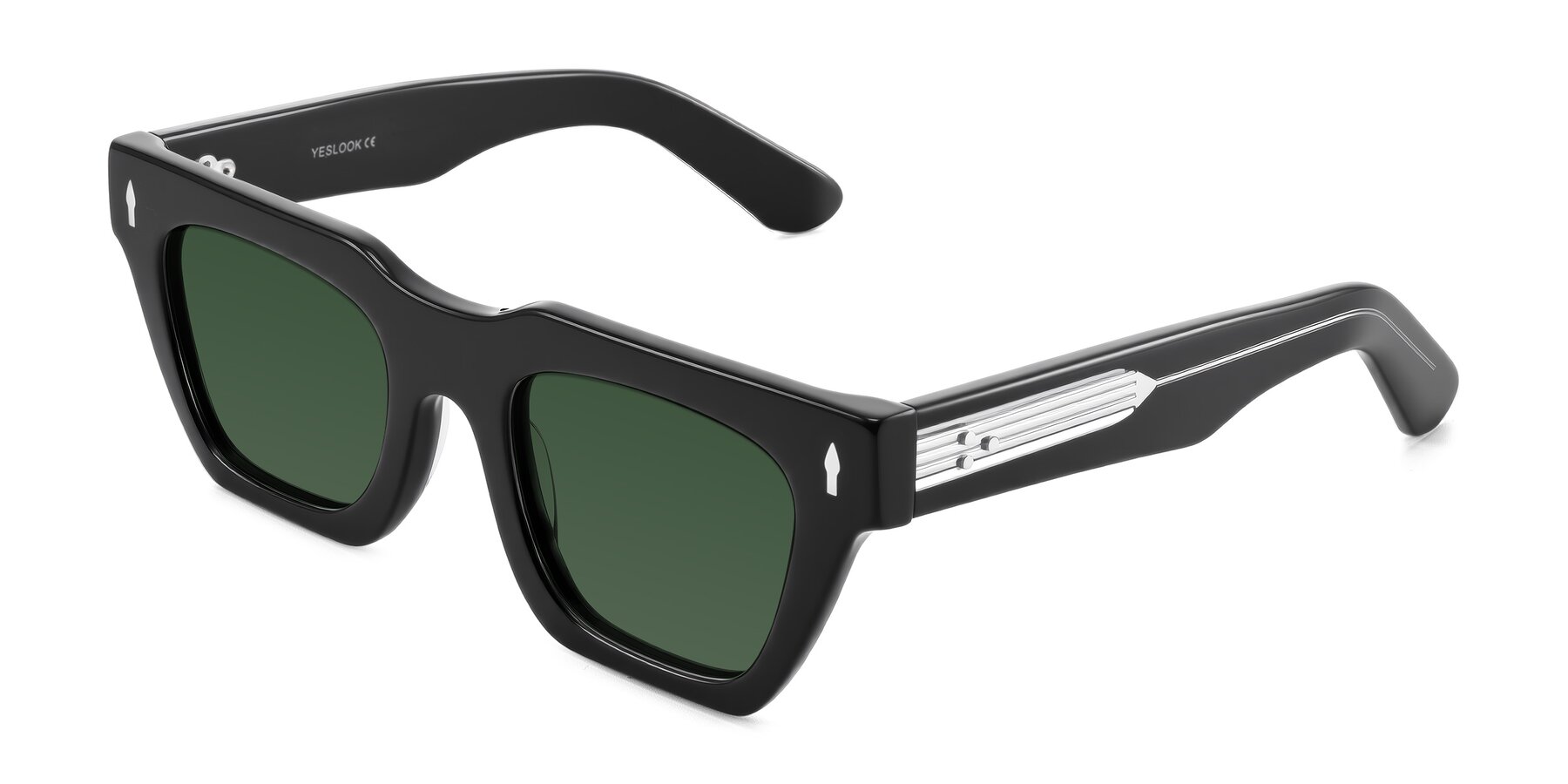 Angle of Padulla in Black with Green Tinted Lenses