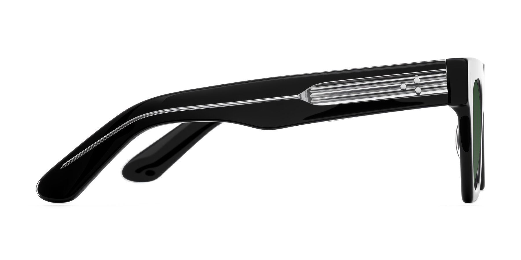 Side of Padulla in Black with Green Tinted Lenses