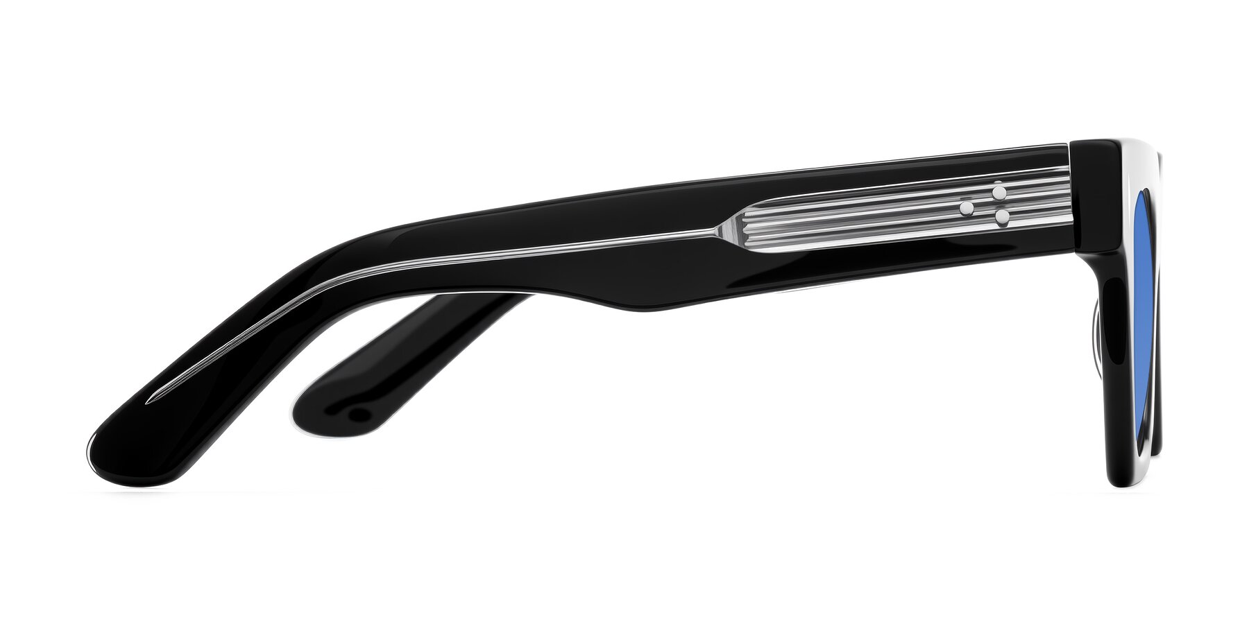 Side of Padulla in Black with Blue Tinted Lenses