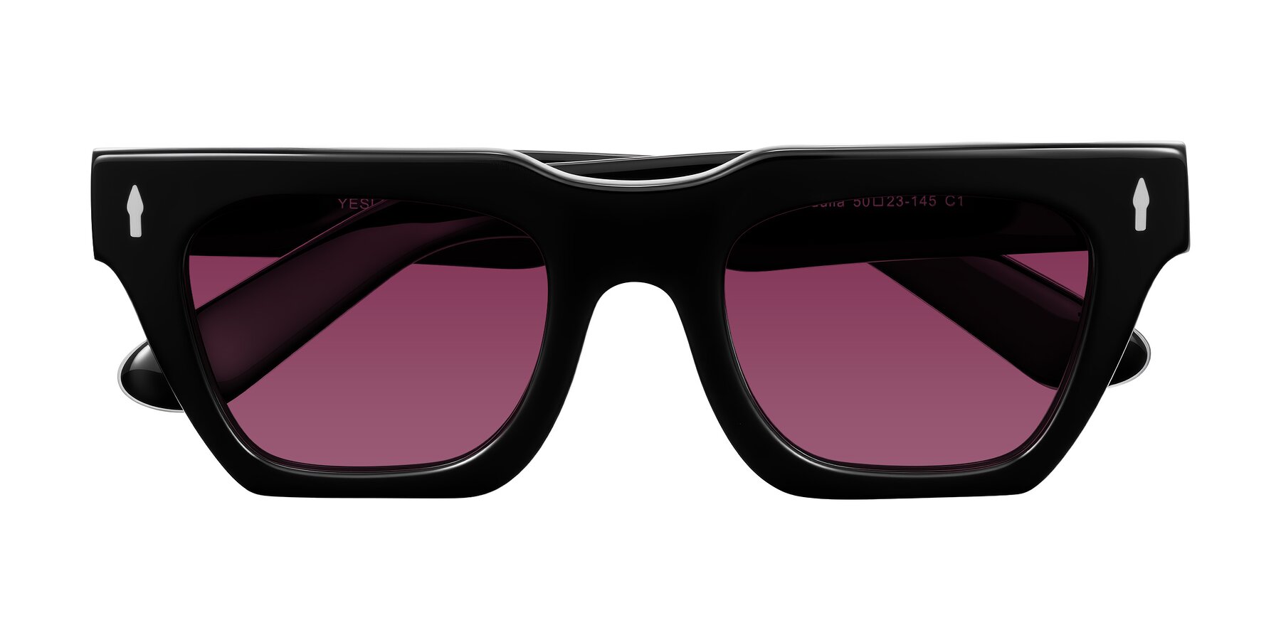 Folded Front of Padulla in Black with Wine Tinted Lenses