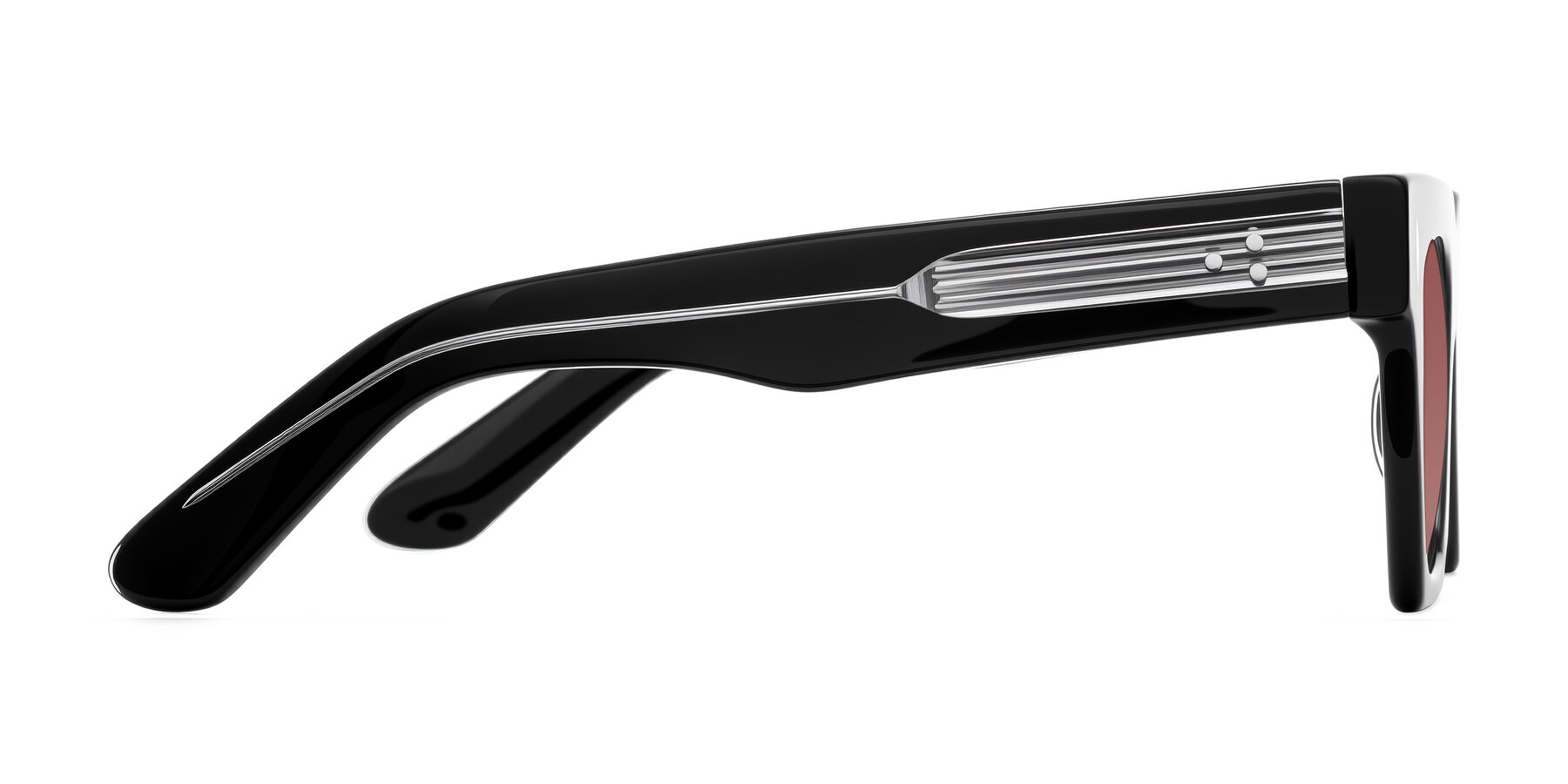 Side of Padulla in Black with Garnet Tinted Lenses