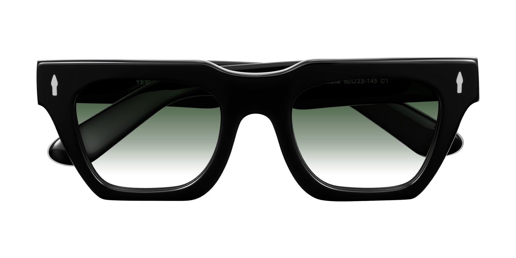 Folded Front of Padulla in Black with Green Gradient Lenses