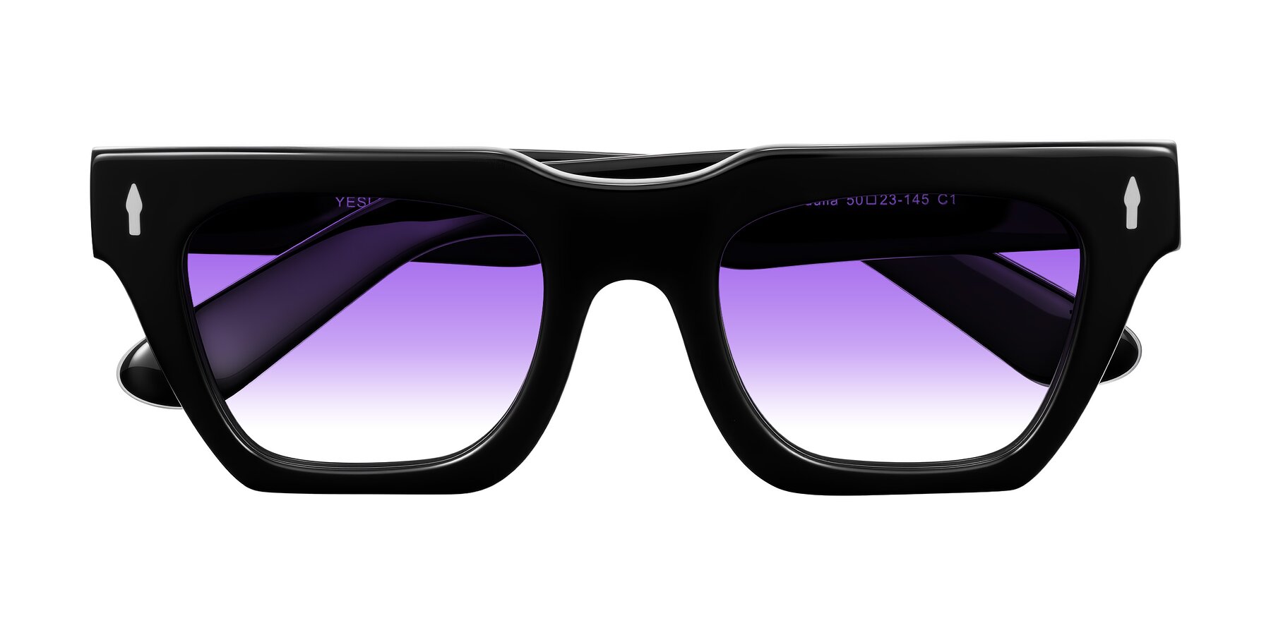 Folded Front of Padulla in Black with Purple Gradient Lenses