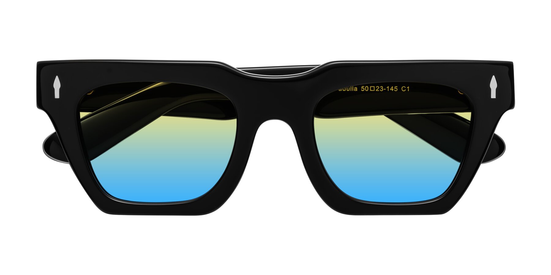 Folded Front of Padulla in Black with Yellow / Blue Gradient Lenses